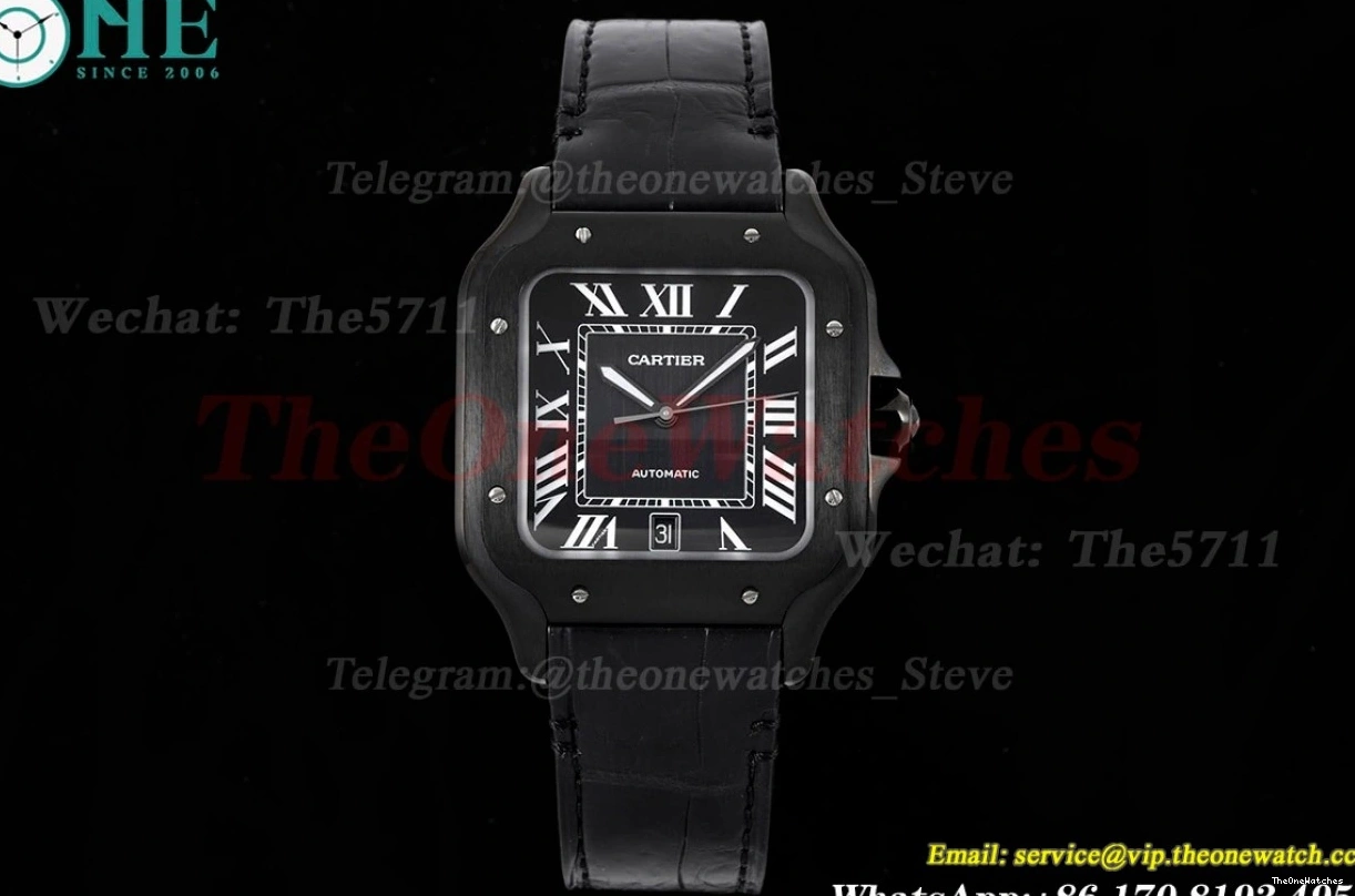 Santos BVF PVD Black Mens 9019 De Cartier XL LE 0418